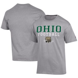 Men's Champion  Gray Ohio Bobcats Football Jersey T-Shirt