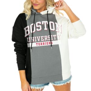 Women's Gameday Couture  Black/White Boston University Victory Tri-Color Pullover Hoodie