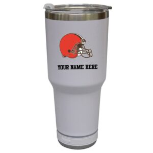 The Memory Company  White Cleveland Browns Personalized 30oz. Stainless Steel Bluetooth Tumbler