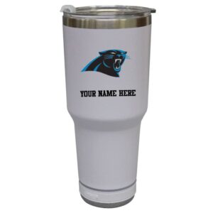 The Memory Company  White Carolina Panthers Personalized 30oz. Stainless Steel Bluetooth Tumbler