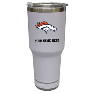The Memory Company  White Denver Broncos Personalized 30oz. Stainless Steel Bluetooth Tumbler