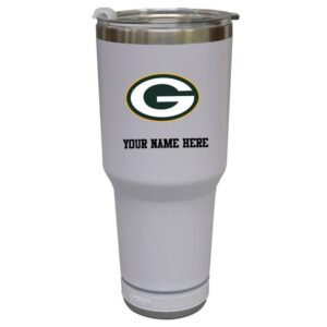 The Memory Company  White Green Bay Packers Personalized 30oz. Stainless Steel Bluetooth Tumbler