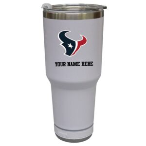 The Memory Company  White Houston Texans Personalized 30oz. Stainless Steel Bluetooth Tumbler