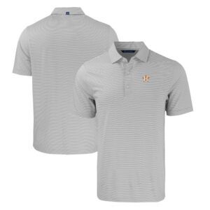 Men's Cutter & Buck Gray/White Houston Astros Big & Tall Forge Eco Double Stripe Stretch Recycled Polo