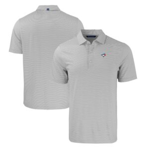 Men's Cutter & Buck Gray/White Toronto Blue Jays Big & Tall Forge Eco Double Stripe Stretch Recycled Polo