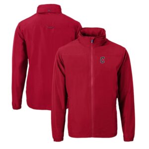 Men's Cutter & Buck Red Cleveland Guardians Charter Eco Recycled Full-Zip Jacket