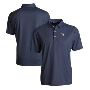 Men's Cutter & Buck Navy/White Cleveland Guardians Pike Eco Symmetry Print Stretch Recycled Polo