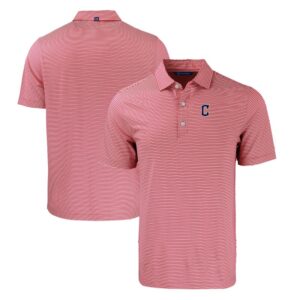 Men's Cutter & Buck Red/White Cleveland Guardians Forge Eco Double Stripe Stretch Recycled Polo