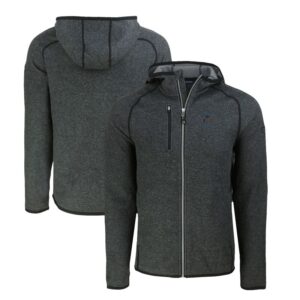 Men's Cutter & Buck Heather Charcoal Miami Marlins Mainsail Full-Zip Hooded Jacket