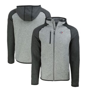 Men's Cutter & Buck Heather Charcoal/Heather Gray Toronto Blue Jays Mainsail Full-Zip Hooded Jacket