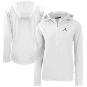 Women's Cutter & Buck  White Atlanta Braves Daybreak Eco Recycled Half-Zip Hoodie