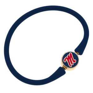 Women' CANVAS Style Ole Miss Rebels Enamel Silicone Bali Bracelet