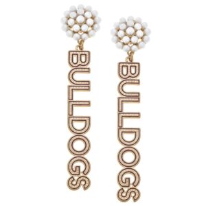Women' CANVAS Style Mississippi State Bulldogs Pearl Cluster Dotted Enamel Drop Earrings