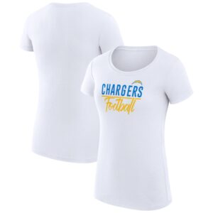 Women's G-III 4Her by Carl Banks  White Los Angeles Chargers Team Graphic Fitted T-Shirt