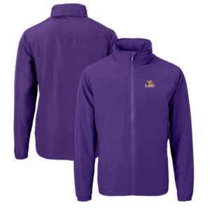 Men's Cutter & Buck Purple LSU Tigers Charter Eco Recycled Full-Zip Jacket