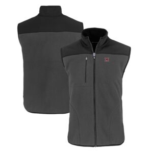 Men's Cutter & Buck  Gray Miami University RedHawks Cascade Eco Sherpa Fleece Full-Zip Vest