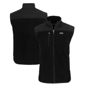 Men's Cutter & Buck  Black TCU Horned Frogs Cascade Eco Sherpa Fleece Full-Zip Vest
