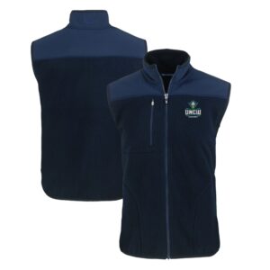 Men's Cutter & Buck  Navy UNC Wilmington Seahawks Cascade Eco Sherpa Fleece Full-Zip Vest