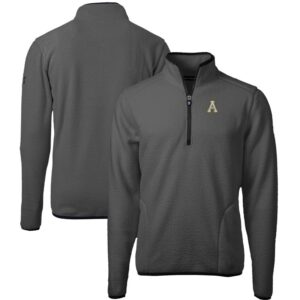 Men's Cutter & Buck  Gray/Black Appalachian State Mountaineers Cascade Eco Sherpa Fleece Quarter-Zip Pullover Jacket