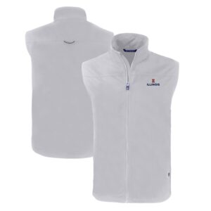 Men's Cutter & Buck  Gray Illinois Fighting Illini Charter Eco Recycled Full-Zip Vest