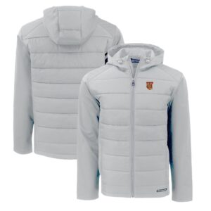 Men's Cutter & Buck  Gray Tuskegee Golden Tigers Evoke Hybrid Eco Softshell Recycled Full-Zip Hoodie Jacket
