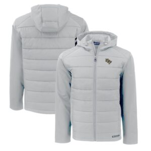 Men's Cutter & Buck  Gray UCF Knights Evoke Hybrid Eco Softshell Recycled Full-Zip Hoodie Jacket
