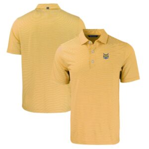 Men's Cutter & Buck  Gold/White Quinnipiac Bobcats Forge Eco Double Stripe Stretch Recycled Polo