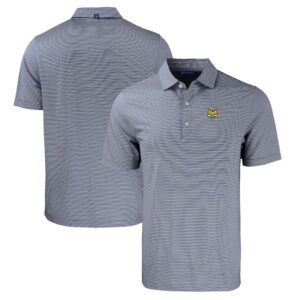 Men's Cutter & Buck  Navy/White Quinnipiac Bobcats Forge Eco Double Stripe Stretch Recycled Polo