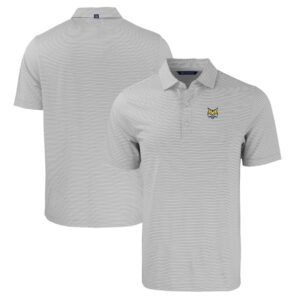 Men's Cutter & Buck  Gray/White Quinnipiac Bobcats Forge Eco Double Stripe Stretch Recycled Polo