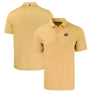 Men's Cutter & Buck  Gold/White Cal Bears Forge Eco Double Stripe Stretch Recycled Polo