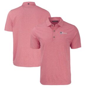 Men's Cutter & Buck  Heather Red Pennsylvania Quakers Forge Eco Heather Stripe Stretch Recycled Polo
