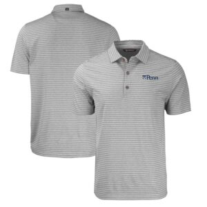 Men's Cutter & Buck  Heather Gray Pennsylvania Quakers Forge Eco Heather Stripe Stretch Recycled Polo