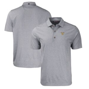 Men's Cutter & Buck  Heather Black Vanderbilt Commodores Forge Eco Heathered Stripe Stretch Recycled Polo