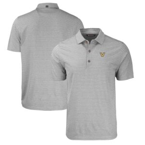 Men's Cutter & Buck  Heather Gray Vanderbilt Commodores Forge Eco Heathered Stripe Stretch Recycled Polo
