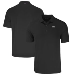 Men's Cutter & Buck Black NYU Violets Forge Eco Stretch Recycled Polo