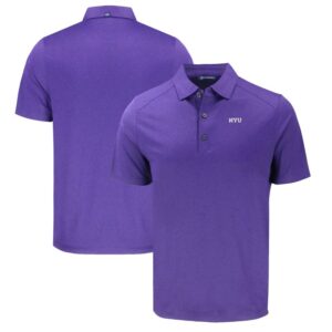 Men's Cutter & Buck Heather Purple NYU Violets Forge Eco Stretch Recycled Polo
