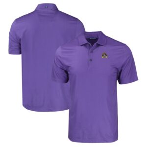 Men's Cutter & Buck Purple ECU Pirates Pike Eco Tonal Geo Print Stretch Recycled Polo