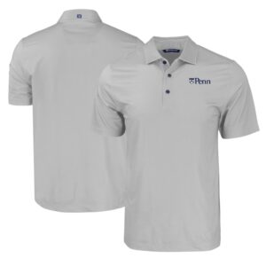 Men's Cutter & Buck Gray Pennsylvania Quakers Pike Eco Tonal Geo Print Stretch Recycled Polo