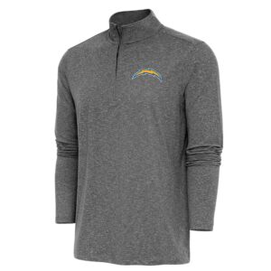 Men's Antigua  Heather Black Los Angeles Chargers Hunk Quarter-Zip Pullover Top