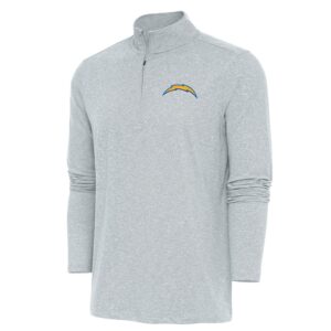 Men's Antigua  Heather Gray Los Angeles Chargers Hunk Quarter-Zip Pullover Top