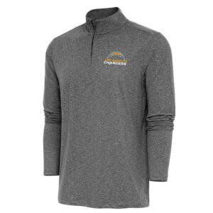 Men's Antigua  Heather Black Los Angeles Chargers Hunk Quarter-Zip Pullover Top