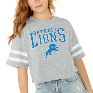 Women's Gameday Couture  Gray Detroit Lions Gridiron Glam Cropped T-Shirt