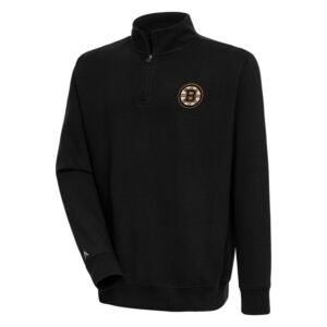 Men's Antigua  Black Boston Bruins Victory Quarter-Zip Pullover Top