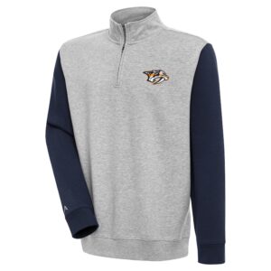 Men's Antigua  Heather Gray/Navy Nashville Predators Victory Colorblock Quarter-Zip Pullover Top