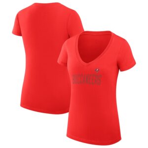 Women's G-III 4Her by Carl Banks Red Tampa Bay Buccaneers Dot Print V-Neck Fitted T-Shirt