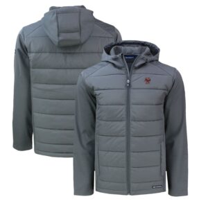 Men's Cutter & Buck  Gray Boston College Eagles Big & Tall Evoke Hybrid Eco Softshell Recycled Full-Zip Hoodie