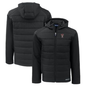 Men's Cutter & Buck  Black Texas Tech Red Raiders Big & Tall Evoke Hybrid Eco Softshell Recycled Full-Zip Hoodie