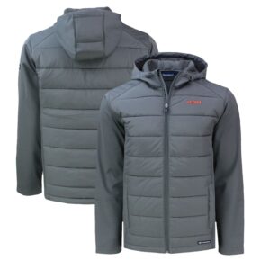 Men's Cutter & Buck  Gray UConn Huskies Big & Tall Evoke Hybrid Eco Softshell Recycled Full-Zip Hoodie