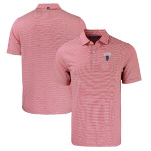 Men's Cutter & Buck Red/White Howard Bison Big & Tall Forge Eco Double Stripe Stretch Recycled Polo
