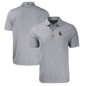Men's Cutter & Buck  Heather Black Wyoming Cowboys Big & Tall Forge Eco Heather Stripe Stretch Recycled Polo